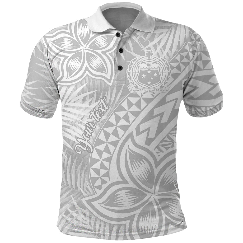 Personalised Samoa Lotu Tamait Polo Shirt Tropical Plant White Sunday With Polynesia Pattern - Wonder Print Shop