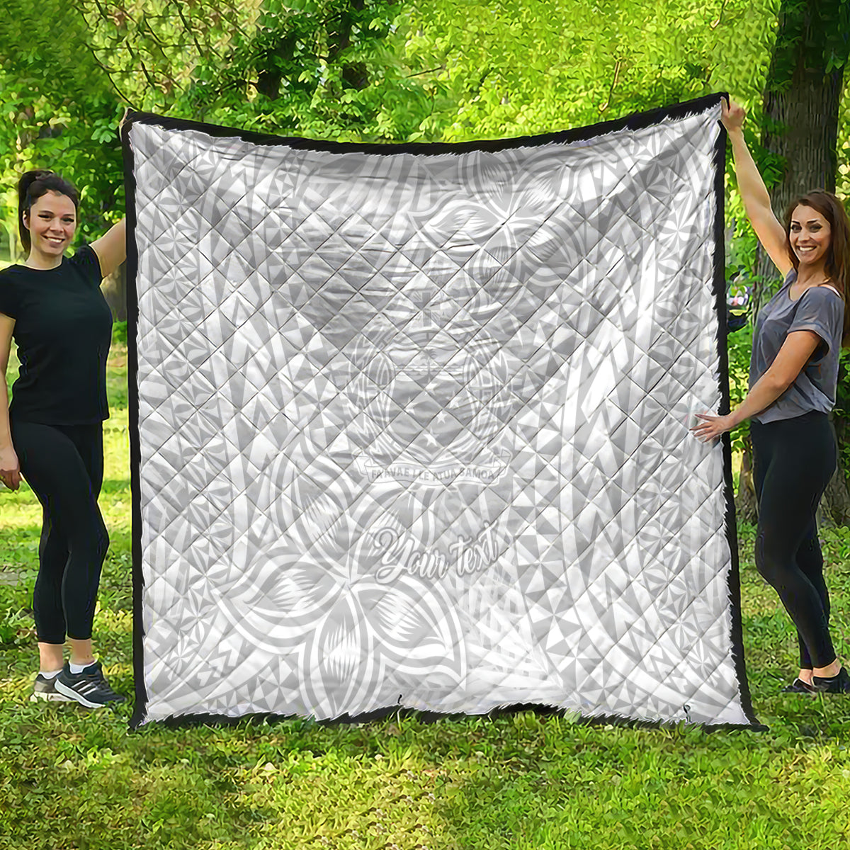 Personalised Samoa Lotu Tamait Quilt Tropical Plant White Sunday With Polynesia Pattern - Wonder Print Shop