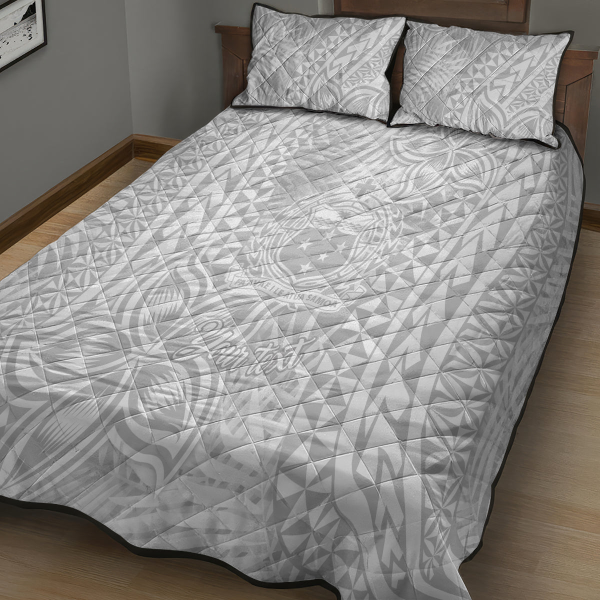 Personalised Samoa Lotu Tamait Quilt Bed Set Tropical Plant White Sunday With Polynesia Pattern - Wonder Print Shop