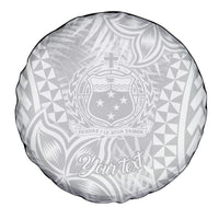 Personalised Samoa Lotu Tamait Spare Tire Cover Tropical Plant White Sunday With Polynesia Pattern - Wonder Print Shop