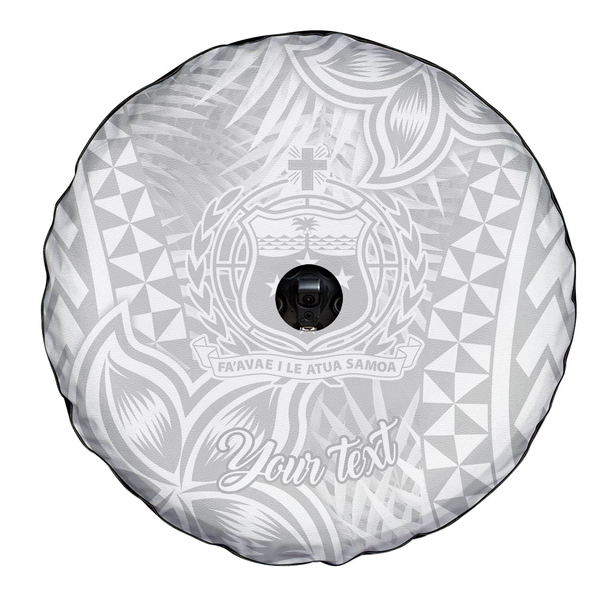 Personalised Samoa Lotu Tamait Spare Tire Cover Tropical Plant White Sunday With Polynesia Pattern - Wonder Print Shop