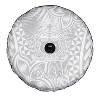 Personalised Samoa Lotu Tamait Spare Tire Cover Tropical Plant White Sunday With Polynesia Pattern - Wonder Print Shop