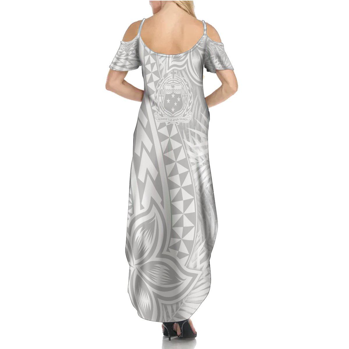 Personalised Samoa Lotu Tamait Summer Maxi Dress Tropical Plant White Sunday With Polynesia Pattern - Wonder Print Shop