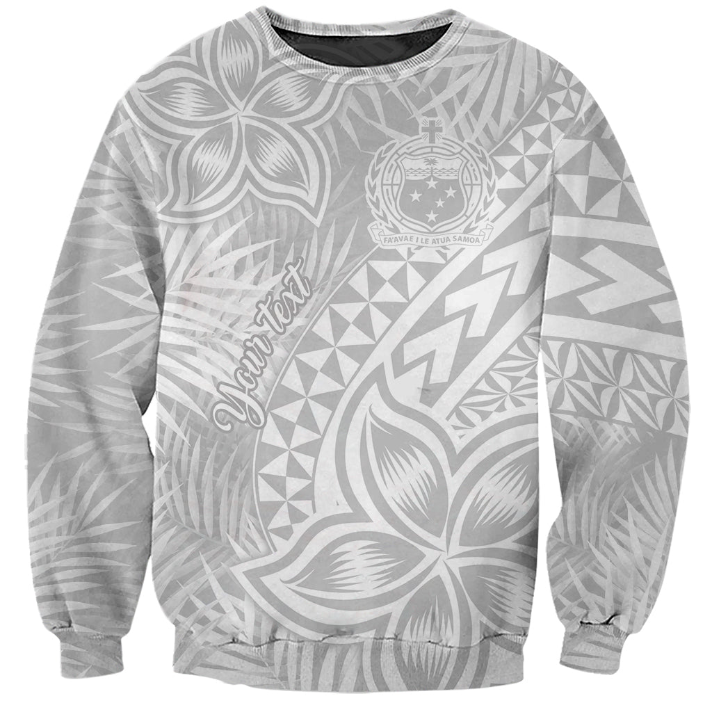 Personalised Samoa Lotu Tamait Sweatshirt Tropical Plant White Sunday With Polynesia Pattern - Wonder Print Shop