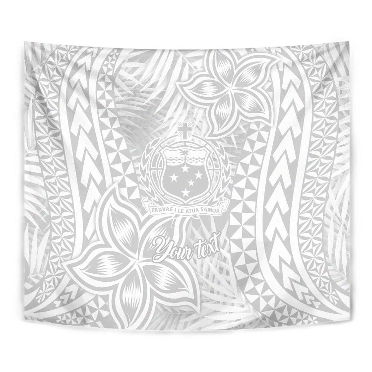Personalised Samoa Lotu Tamait Tapestry Tropical Plant White Sunday With Polynesia Pattern - Wonder Print Shop
