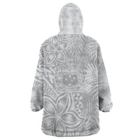 Personalised Samoa Lotu Tamait Wearable Blanket Hoodie Tropical Plant White Sunday With Polynesia Pattern - Wonder Print Shop