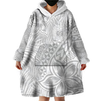 Personalised Samoa Lotu Tamait Wearable Blanket Hoodie Tropical Plant White Sunday With Polynesia Pattern - Wonder Print Shop