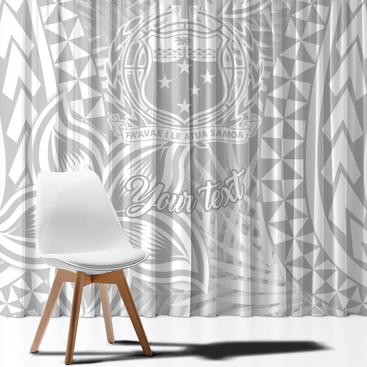 Personalised Samoa Lotu Tamait Window Curtain Tropical Plant White Sunday With Polynesia Pattern - Wonder Print Shop