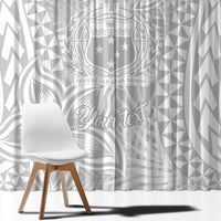 Personalised Samoa Lotu Tamait Window Curtain Tropical Plant White Sunday With Polynesia Pattern - Wonder Print Shop