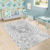 Personalised Tonga White Sunday Area Rug Tropical Plant With Polynesian Pattern LT9 - Wonder Print Shop