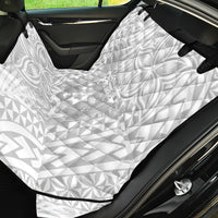 Personalised Tonga White Sunday Back Car Seat Cover Tropical Plant With Polynesian Pattern LT9 - Wonder Print Shop