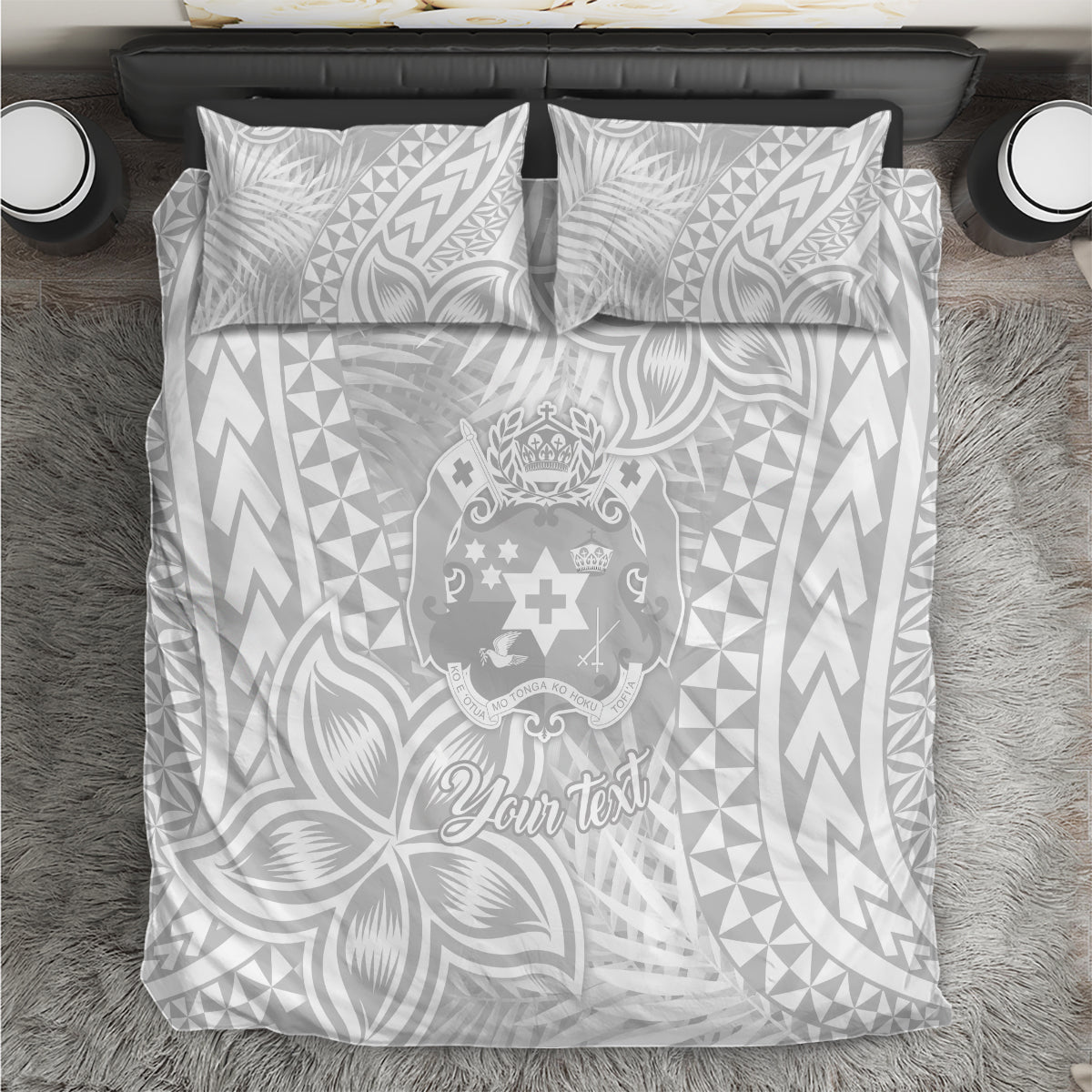 Personalised Tonga White Sunday Bedding Set Tropical Plant With Polynesian Pattern LT9 - Wonder Print Shop