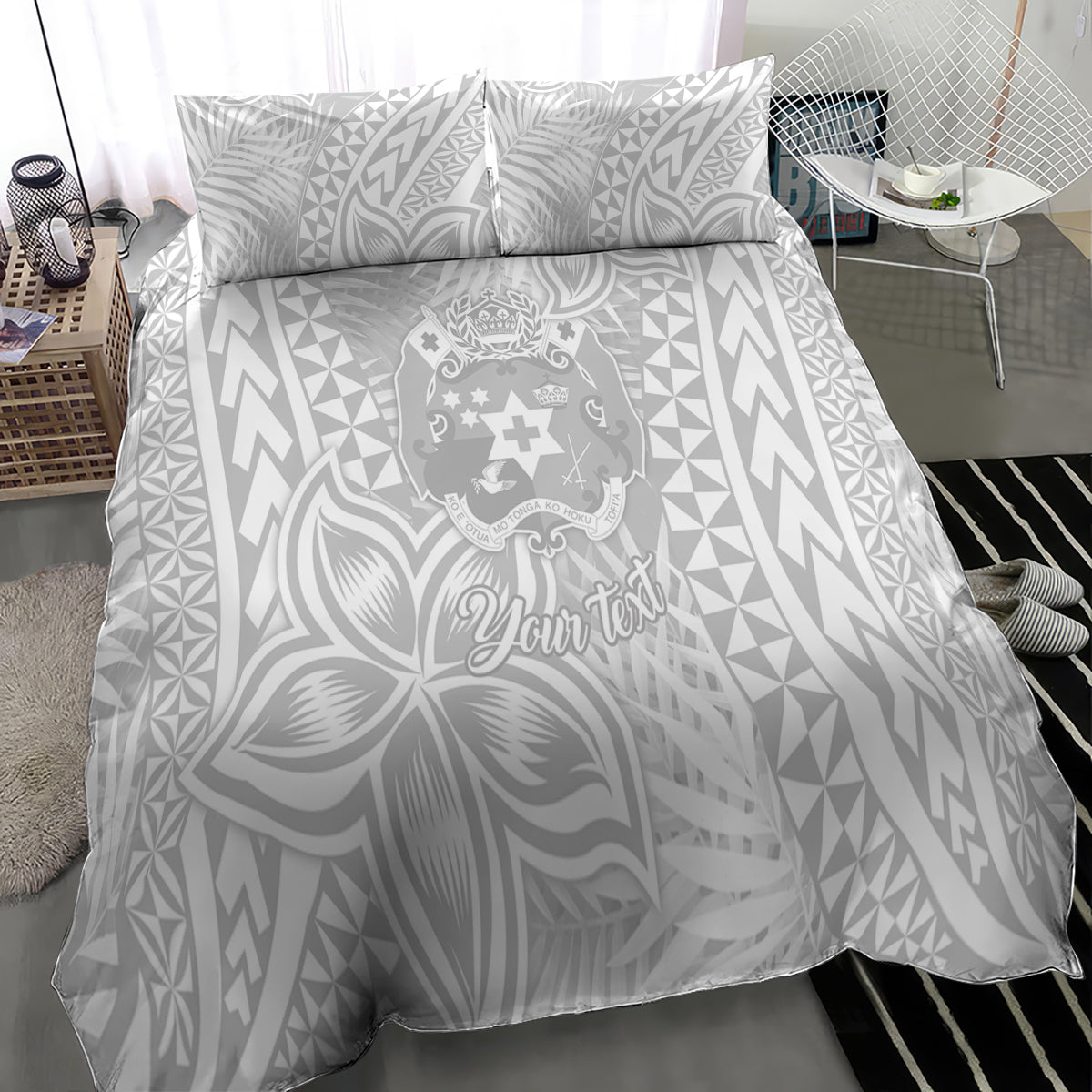 Personalised Tonga White Sunday Bedding Set Tropical Plant With Polynesian Pattern LT9 - Wonder Print Shop