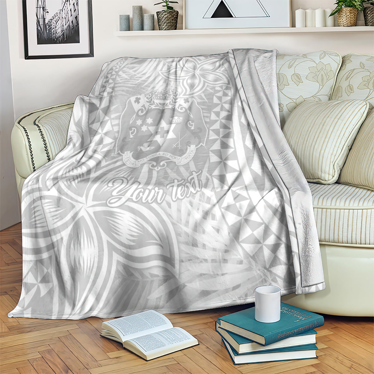 personalised-tonga-white-sunday-blanket-tropical-plant-with-polynesian-pattern