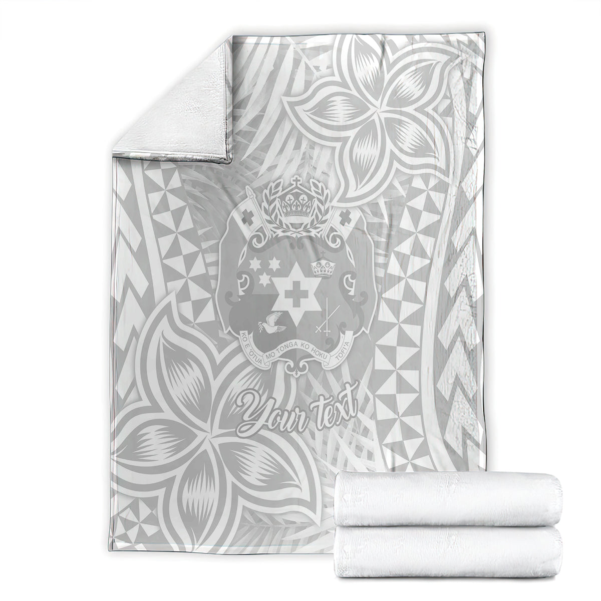 personalised-tonga-white-sunday-blanket-tropical-plant-with-polynesian-pattern