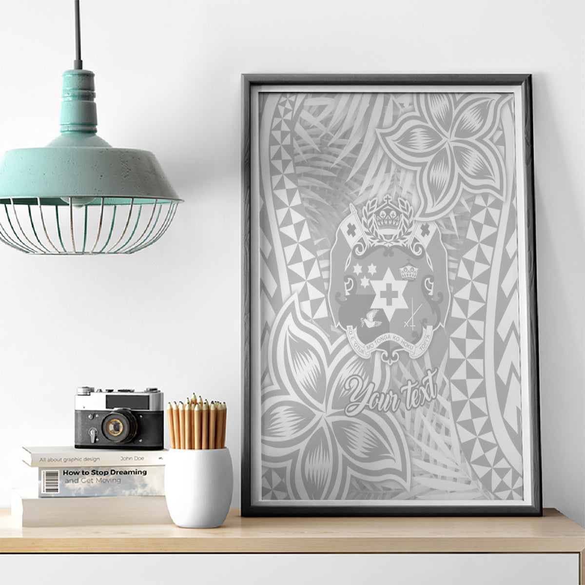 Personalised Tonga White Sunday Canvas Wall Art Tropical Plant With Polynesian Pattern LT9 - Wonder Print Shop