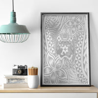 Personalised Tonga White Sunday Canvas Wall Art Tropical Plant With Polynesian Pattern LT9 - Wonder Print Shop