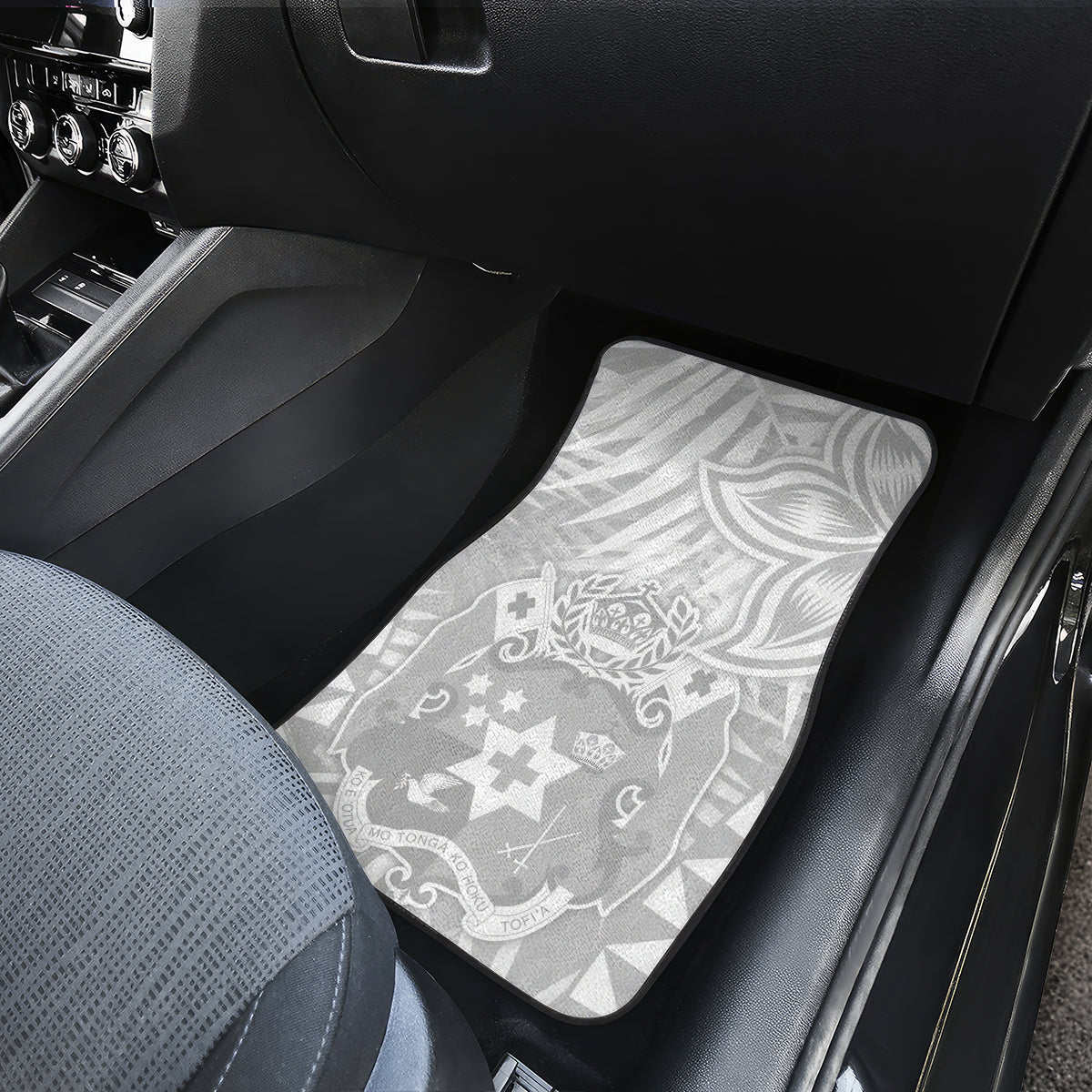 Personalised Tonga White Sunday Car Mats Tropical Plant With Polynesian Pattern LT9 - Wonder Print Shop