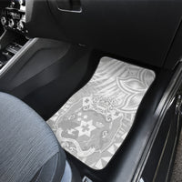 Personalised Tonga White Sunday Car Mats Tropical Plant With Polynesian Pattern LT9 - Wonder Print Shop