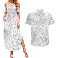 Personalised Tonga White Sunday Couples Matching Summer Maxi Dress and Hawaiian Shirt Tropical Plant With Polynesian Pattern LT9 - Wonder Print Shop