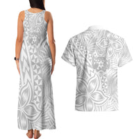 Personalised Tonga White Sunday Couples Matching Tank Maxi Dress and Hawaiian Shirt Tropical Plant With Polynesian Pattern LT9 - Wonder Print Shop