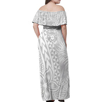 Personalised Tonga White Sunday Family Matching Off Shoulder Maxi Dress and Hawaiian Shirt Tropical Plant With Polynesian Pattern LT9 - Wonder Print Shop