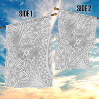 Personalised Tonga White Sunday Garden Flag Tropical Plant With Polynesian Pattern - Wonder Print Shop