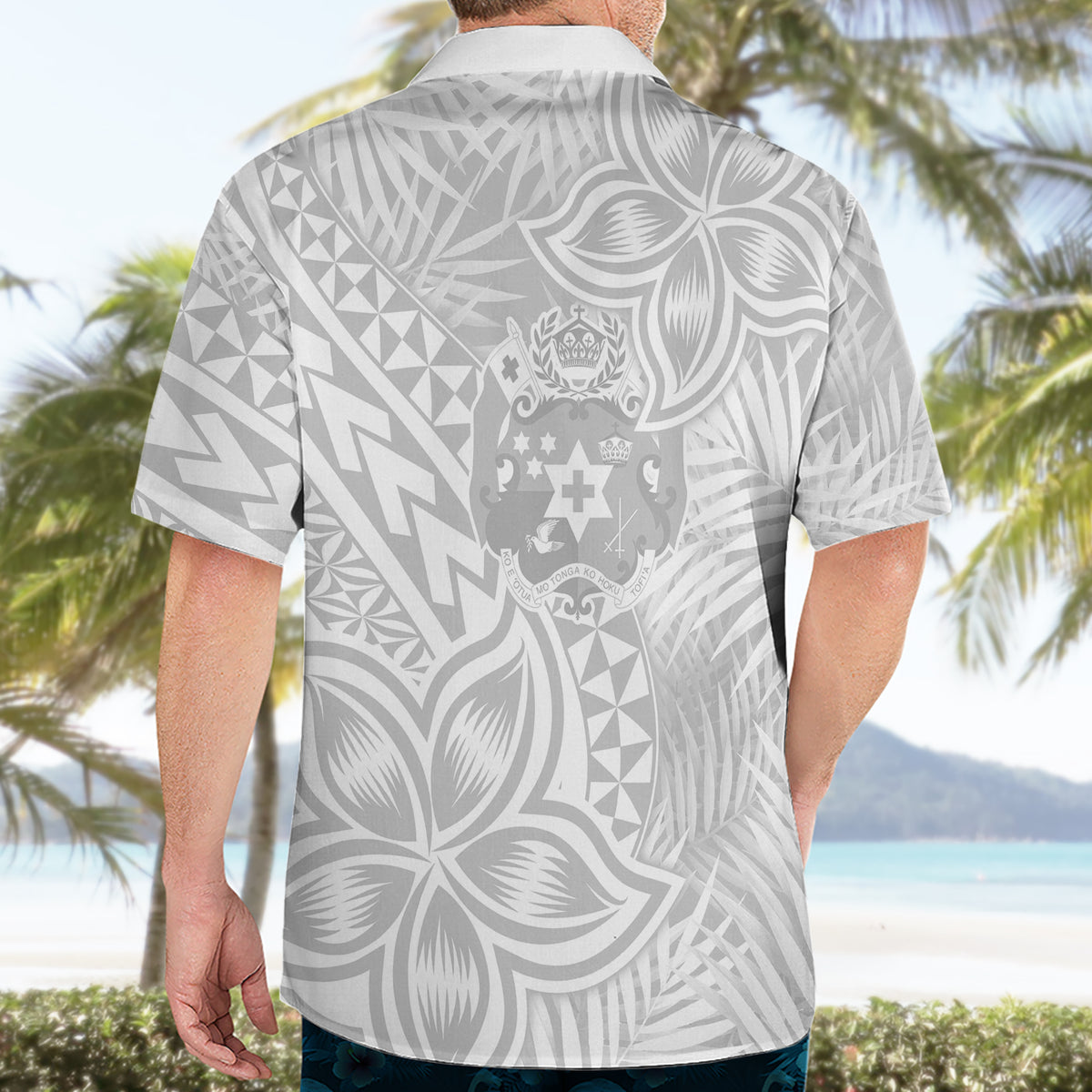 Personalised Tonga White Sunday Hawaiian Shirt Tropical Plant With Polynesian Pattern - Wonder Print Shop