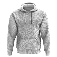 Personalised Tonga White Sunday Hoodie Tropical Plant With Polynesian Pattern - Wonder Print Shop