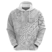 Personalised Tonga White Sunday Hoodie Tropical Plant With Polynesian Pattern - Wonder Print Shop