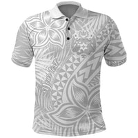 Personalised Tonga White Sunday Polo Shirt Tropical Plant With Polynesian Pattern - Wonder Print Shop