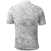 Personalised Tonga White Sunday Polo Shirt Tropical Plant With Polynesian Pattern - Wonder Print Shop