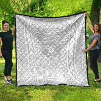 Personalised Tonga White Sunday Quilt Tropical Plant With Polynesian Pattern - Wonder Print Shop