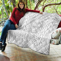 Personalised Tonga White Sunday Quilt Tropical Plant With Polynesian Pattern - Wonder Print Shop