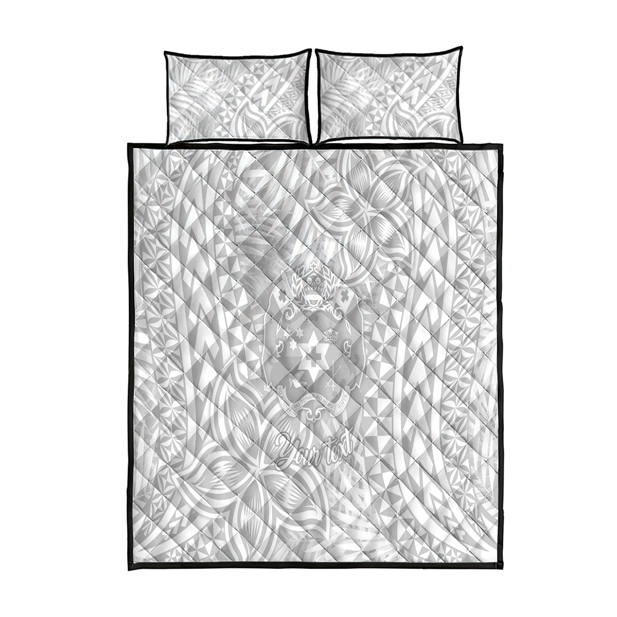 Personalised Tonga White Sunday Quilt Bed Set Tropical Plant With Polynesian Pattern - Wonder Print Shop