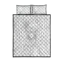 Personalised Tonga White Sunday Quilt Bed Set Tropical Plant With Polynesian Pattern - Wonder Print Shop