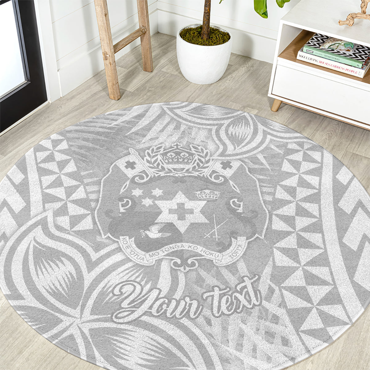 personalised-tonga-white-sunday-round-carpet-tropical-plant-with-polynesian-pattern