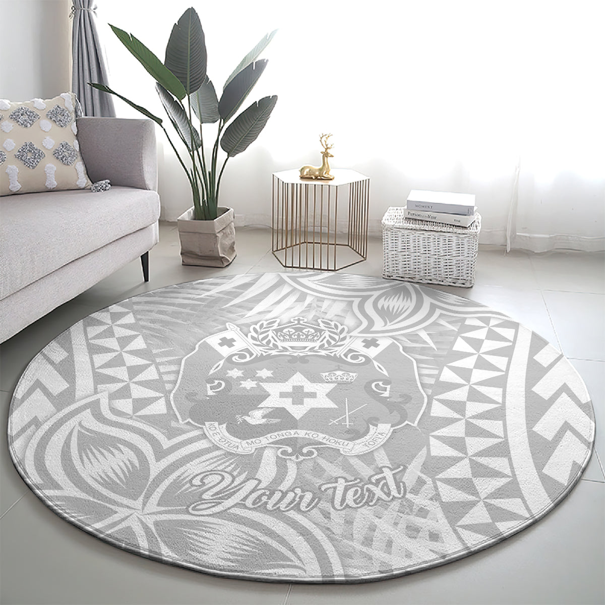 personalised-tonga-white-sunday-round-carpet-tropical-plant-with-polynesian-pattern