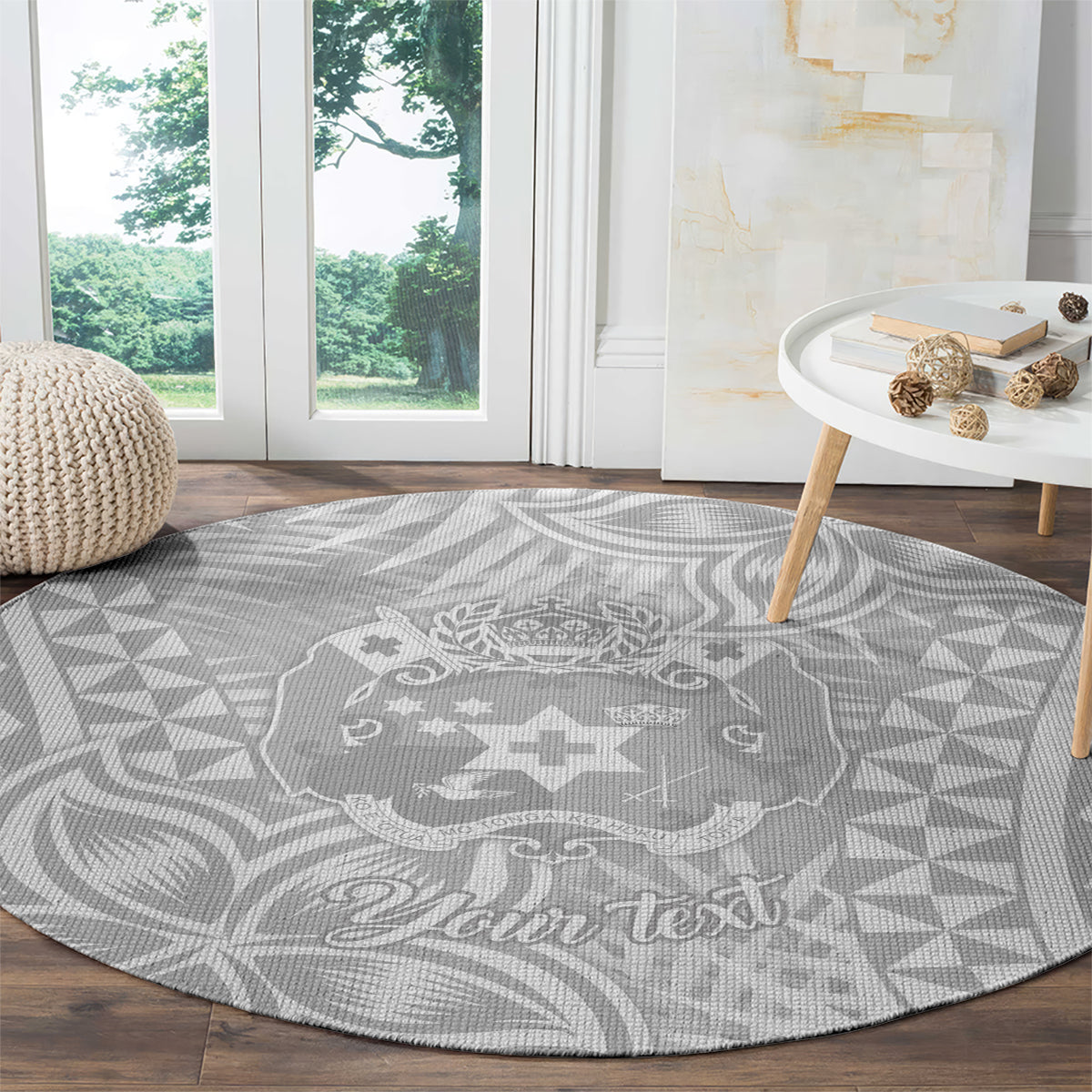 personalised-tonga-white-sunday-round-carpet-tropical-plant-with-polynesian-pattern