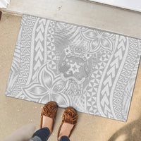 Personalised Tonga White Sunday Rubber Doormat Tropical Plant With Polynesian Pattern - Wonder Print Shop