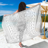 Personalised Tonga White Sunday Sarong Tropical Plant With Polynesian Pattern - Wonder Print Shop