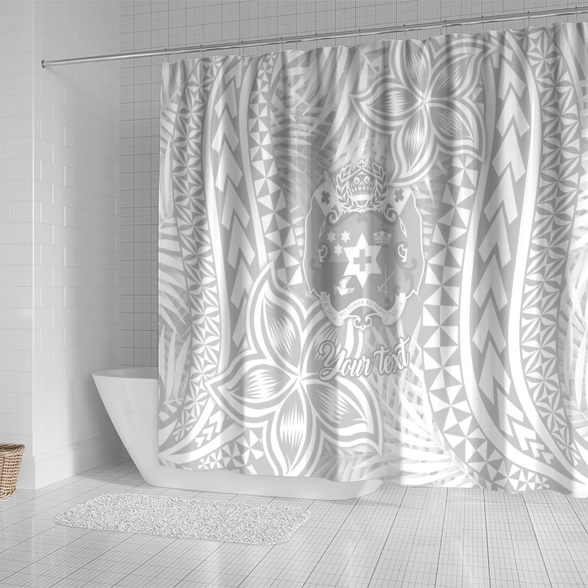 personalised-tonga-white-sunday-shower-curtain-tropical-plant-with-polynesian-pattern