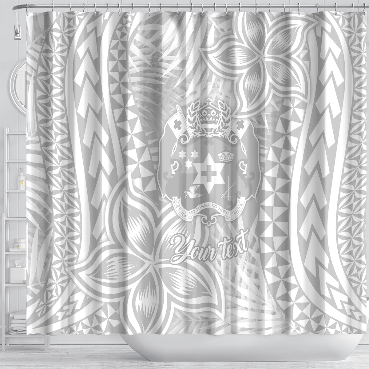 personalised-tonga-white-sunday-shower-curtain-tropical-plant-with-polynesian-pattern