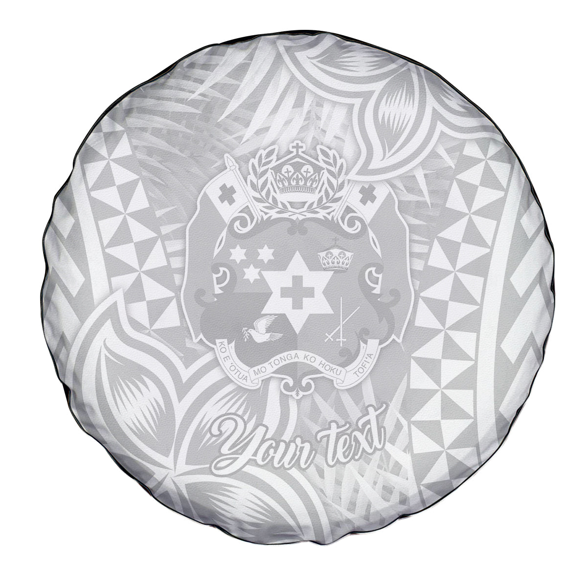 Personalised Tonga White Sunday Spare Tire Cover Tropical Plant With Polynesian Pattern - Wonder Print Shop