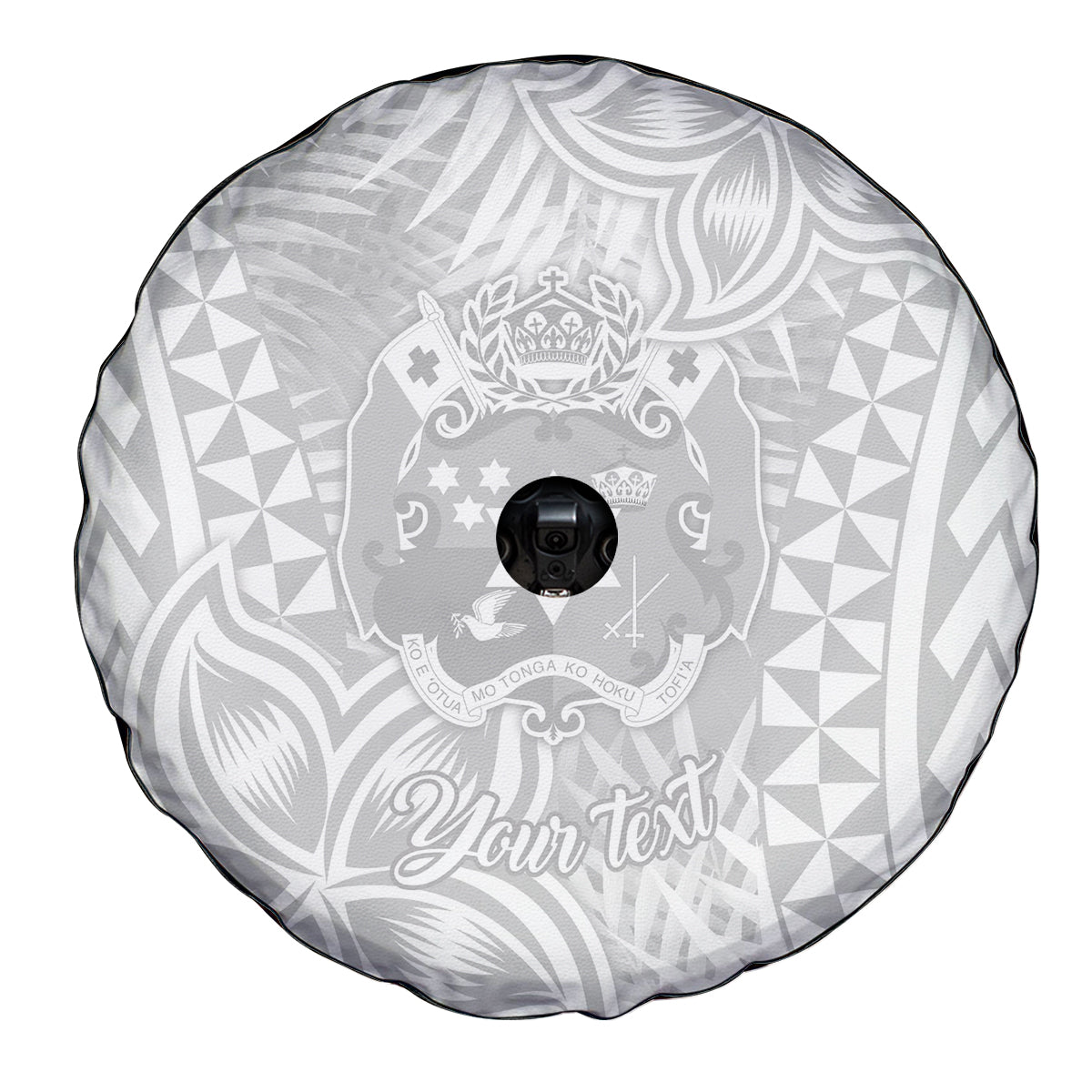 Personalised Tonga White Sunday Spare Tire Cover Tropical Plant With Polynesian Pattern - Wonder Print Shop