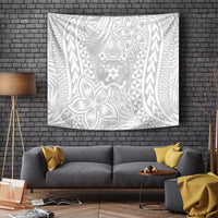 Personalised Tonga White Sunday Tapestry Tropical Plant With Polynesian Pattern - Wonder Print Shop