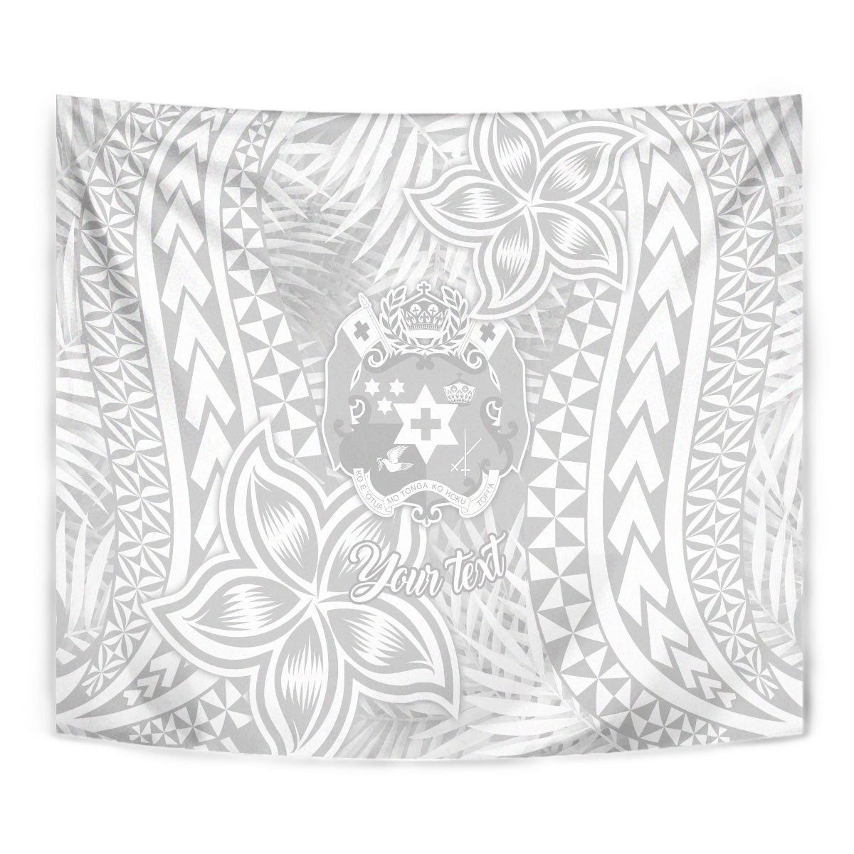 Personalised Tonga White Sunday Tapestry Tropical Plant With Polynesian Pattern - Wonder Print Shop