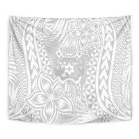 Personalised Tonga White Sunday Tapestry Tropical Plant With Polynesian Pattern - Wonder Print Shop
