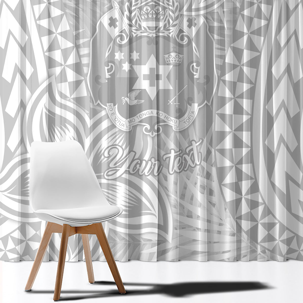 Personalised Tonga White Sunday Window Curtain Tropical Plant With Polynesian Pattern - Wonder Print Shop