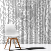 Personalised Tonga White Sunday Window Curtain Tropical Plant With Polynesian Pattern - Wonder Print Shop